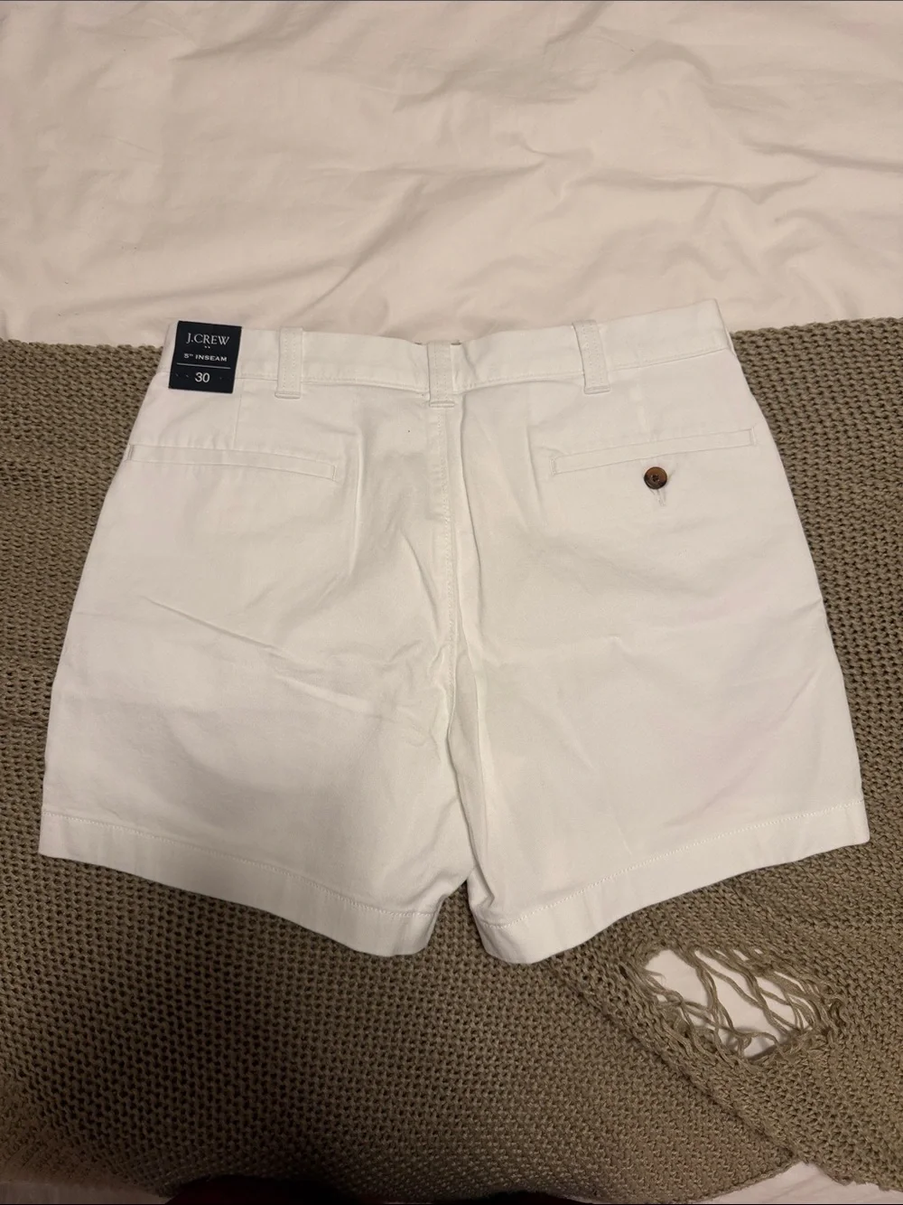 J. Crew Factory White Flat-Front Cotton Shorts